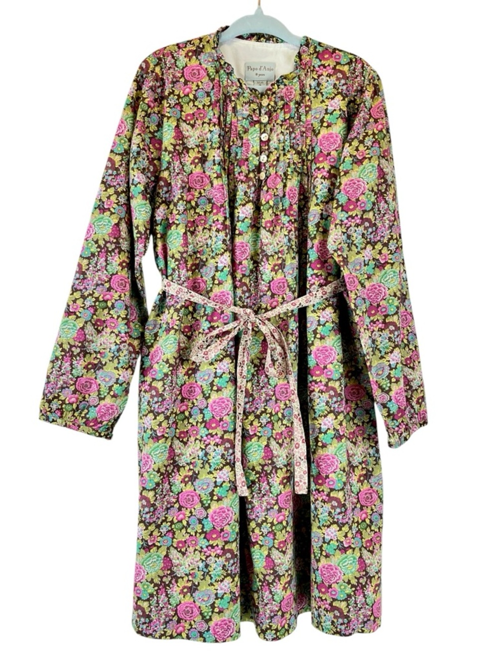 Papo D’Anjo Liberty of London Floral Print Girls Dress Cotton Sz 8